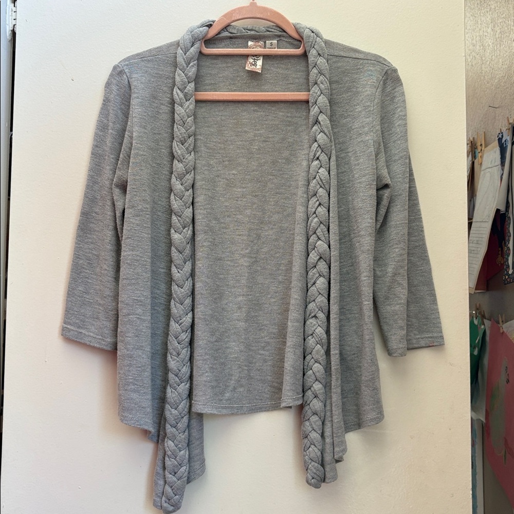 Grey Open Front Cardigan - S